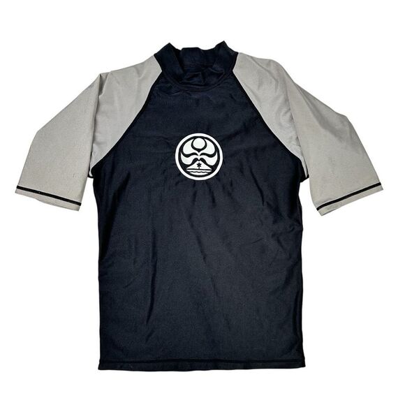 Hawaiian Island Creations HIC Rash Guard Black S Short Sleeve Surf Vintage Y2K - Picture 2 of 2